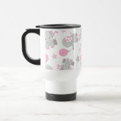 Mug De Voyage Pattern of Elephants, Cute Elephants - Pink Gray (Gauche)