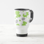 Mug De Voyage Pattern of Green Elephants, Cute Elephants, stars (Devant droit)