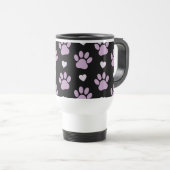 Mug De Voyage Pattern of paws, Dog paws, Lilac paws, Hearts (Devant droit)