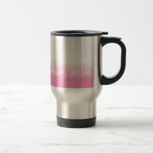 Mug De Voyage Pattes roses et blanches avec fond de papier journ