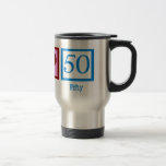 Mug De Voyage Peace Love 50th Birthday Cute Party<br><div class="desc">Un signe de paix,  un coeur,  et le nombre cinquante. Un grand cadeau du cinquantième anniversaire.</div>