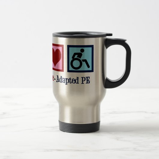 Mug De Voyage Peace Love Adapted PE Enseignant (Droit)