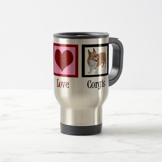 Mug De Voyage Peace Love Corgis (Devant droit)
