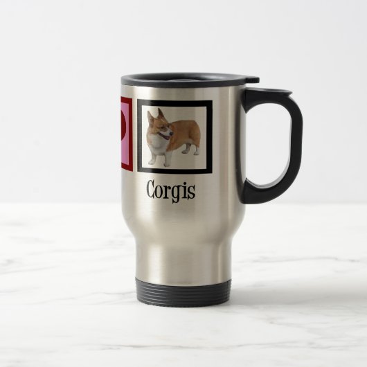Mug De Voyage Peace Love Corgis (Droit)
