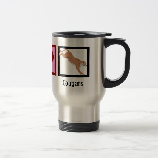 Mug De Voyage Peace Love Cougars (Droit)