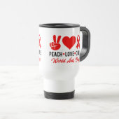 Mug De Voyage Peace Love Cure | Sensibilisation au sida (Devant droit)