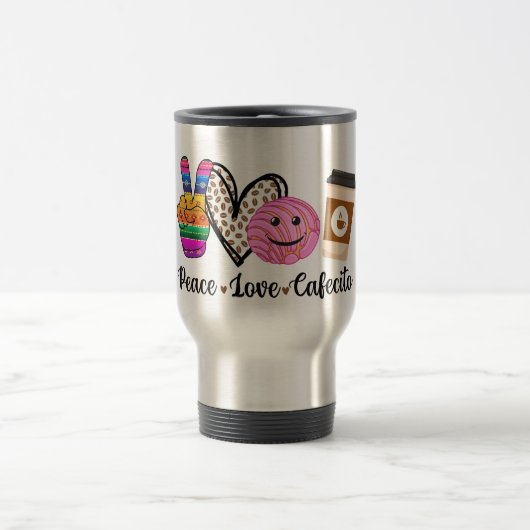 Mug De Voyage Peace Love et Cafecito Travel Mug, Café (Centre)