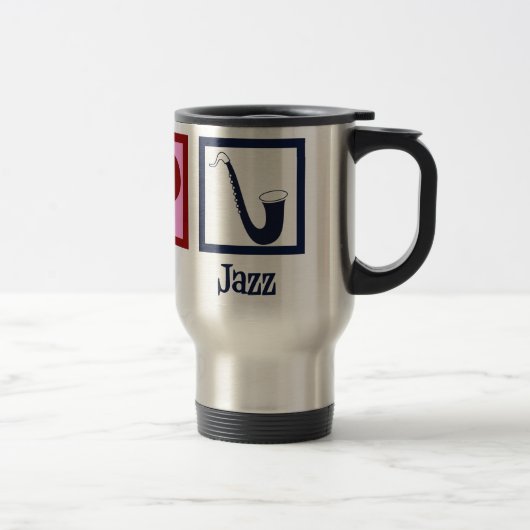Mug De Voyage Peace Love Jazz Music Saxophone (Droit)