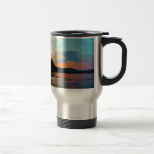 Mug De Voyage Pêche et coucher de soleil sur le lac de montagne
