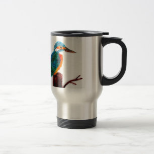Mug De Voyage Peinture d'oiseaux Martin-pêcheur coloré