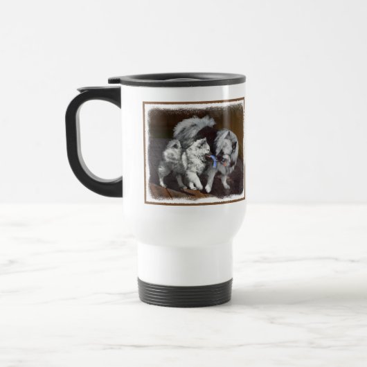 Mug De Voyage Peinture Keeshond Playtime - Jolie art original ch (Gauche)