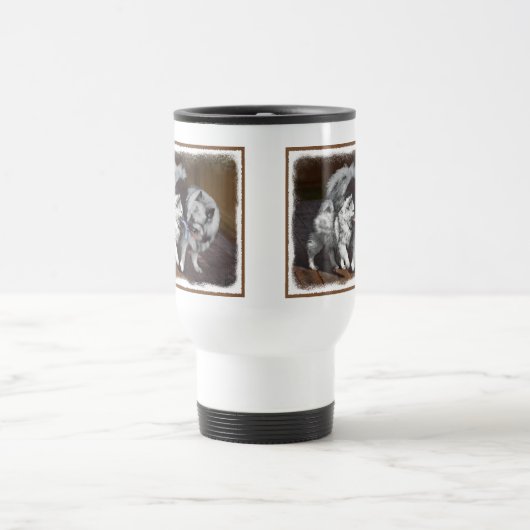 Mug De Voyage Peinture Keeshond Playtime - Jolie art original ch (Centre)