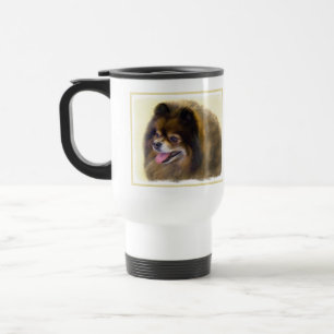 Mug De Voyage Peinture Poméranienne Noir et Tan Art Chien origin