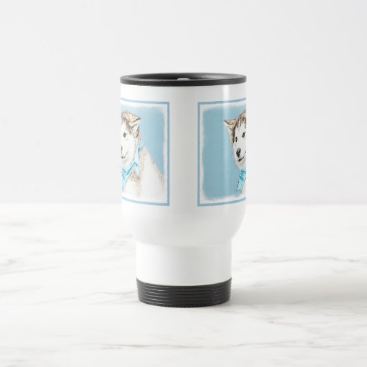 Mug De Voyage Peinture Sibérienne Husky Puppy - Art Chien origin (Centre)
