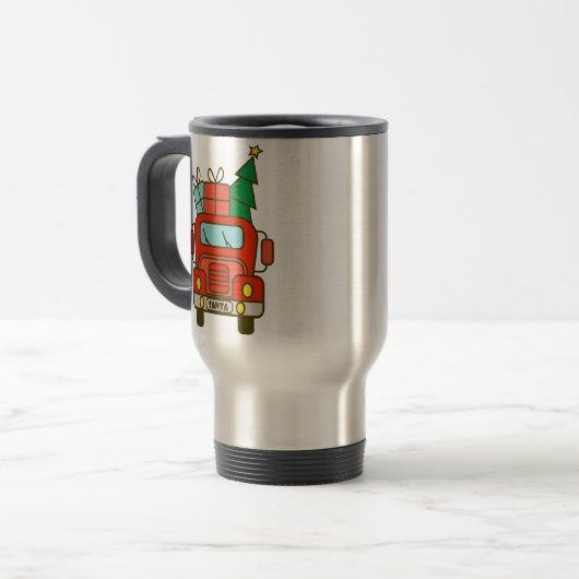 Mug De Voyage Père Noël vue de devant Joyeux Noël (Devant gauche)