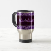 Mug De Voyage Personalisé Purple Cheetah Imprimer avec nom (Devant gauche)
