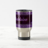 Mug De Voyage Personalisé Purple Cheetah Imprimer avec nom (Centre)