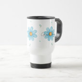 Mug De Voyage Personalized Blue Daisy Floral Name Custom Design (Devant droit)