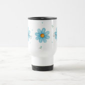Mug De Voyage Personalized Blue Daisy Floral Name Custom Design (Centre)
