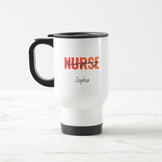Mug De Voyage Personalized Emergency Nurse Bold Typography (Gauche)
