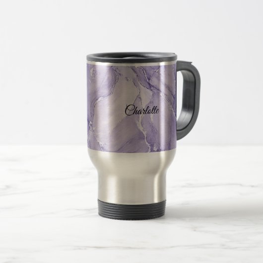 Mug De Voyage Personalized Luxury Marble Pattern Custom Name (Devant droit)