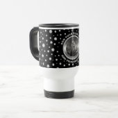 Mug De Voyage Personalized Photo with Pearls Circle on Black (Devant gauche)