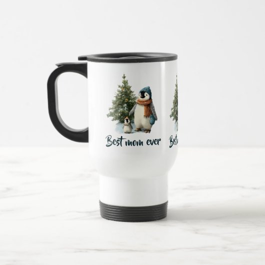 Mug De Voyage Personalized Winter Penguin “Best Mom Ever” (Gauche)