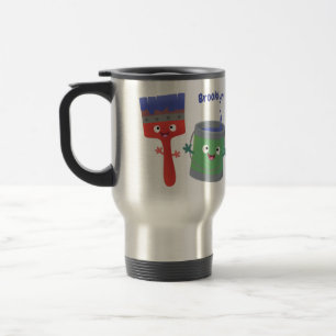 Mug De Voyage Personnages de peinture et de pinceau mignons