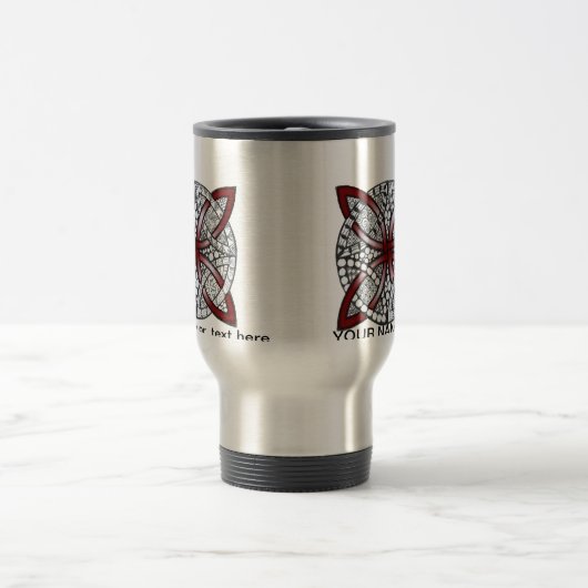 Mug De Voyage Personnalisable Céltic Knot Doodle Maroon Red (Centre)