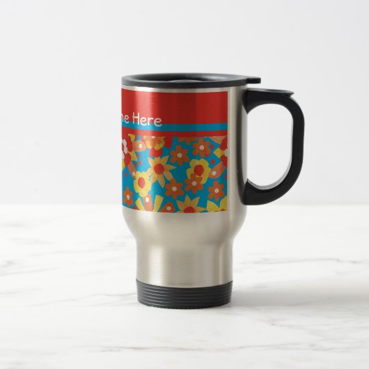 Mug de voyage personnalisé avec des fleurs orange  (Droit)