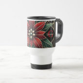 Mug De Voyage Personnalisé Retro Art Déco Floral Poinsettia (Devant droit)