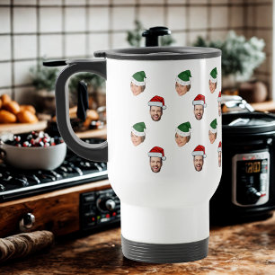 Mug De Voyage Personnalisé Visage 2 Photos Santa Hat Cadeau de N