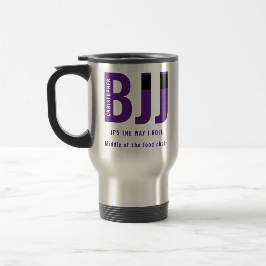 Mug De Voyage Personnalisée BJJ Way I Roll Jiu Jitsu Purple Belt (Gauche)