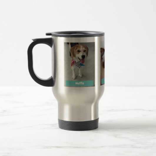 Mug De Voyage Personnaliser 3 animaux de compagnie Photos et nom (Gauche)
