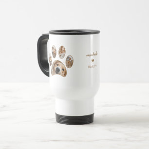 Mug De Voyage Pet Lovers Gold Empreinte de patte Nom Photo Colla