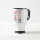Mug De Voyage Petit chiot de Noël en chapeau santa (Devant droit)