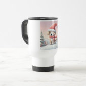 Mug De Voyage Petit chiot de Noël en chapeau santa (Devant gauche)