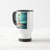 Mug De Voyage Phare illuminé de la plage abandonné (Devant gauche)