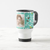Mug De Voyage photo 50e anniversaire turquoise rétro botanique (Devant droit)