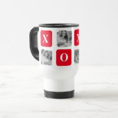 Mug De Voyage Photo Collage moderne Couple et XOXO rouge (Devant gauche)