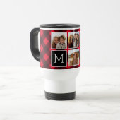 Mug De Voyage Photo Collage - Monogramme Rouge Buffle Noir Plaid (Devant gauche)