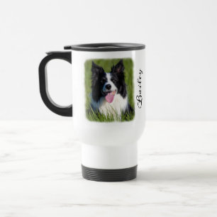 Mug De Voyage Photo de chien Bordure dégradée Nom personnalis