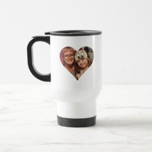 Mug De Voyage Photo de coeur personnalisée et message pour maman