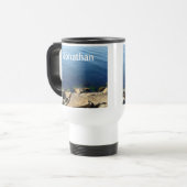 Mug De Voyage Photo de Deep Blue Atlantic Ocean Rocky Cliff Nom (Devant gauche)