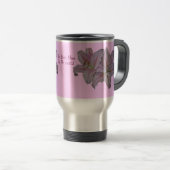 Mug De Voyage photo de jolies fleurs de lys roses (Devant droit)