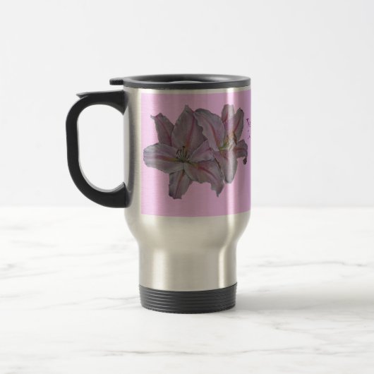 Mug De Voyage photo de jolies fleurs de lys roses (Gauche)