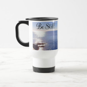Mug De Voyage Photo de l'océan bleu calme Bible Verse Know God