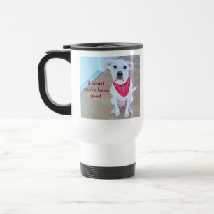 Mug De Voyage Photo d'un chien mignon avec un bâton amusant hors