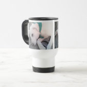 Mug De Voyage Photo d'un chien mignon portant une écusson verte  (Devant gauche)