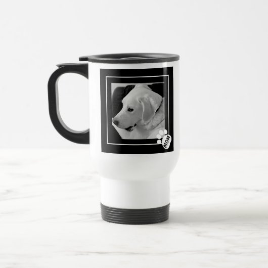 Mug De Voyage Photo en noir et blanc de mignonette Chien Maman P (Gauche)